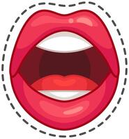 Open female mouth with red lipstick is making a speech bubble shape. Perfect for representing communication, beauty, and expression vector