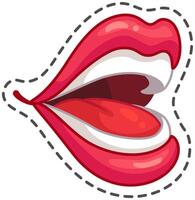 Sexy woman's mouth with red lipstick, playfully showing tongue. Glamorous and sensual, perfect for fun design projects. Ideal for valentine's day or pop art themes vector