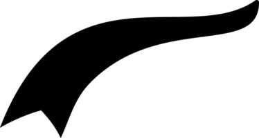 Dynamic black shape with a curved body ending with a sharp pointed tail, swooshing movement effect, graphic design element vector