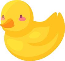 Cheerful and bright yellow rubber duck toy, floating serenely on a white background. Perfect for projects related to bath time, childhood, and toys vector