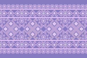 Geometric ethnic floral pixel art embroidery, Aztec style, abstract background. vector