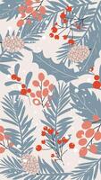 Winter boho vertical background. Christmas hand drawn design. vector