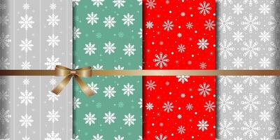 Christmas winter pattern set with snowflakes on different backgrounds vector