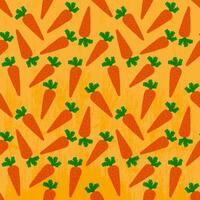 Seamless pattern of orange carrots on a textured yellow background. vector