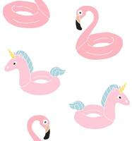 Flamingo and unicorn floating pattern vector