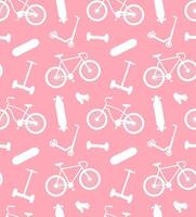 Seamless pattern of bicycle skate roller vector