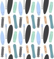 Seamless pattern of skate snow surf board vector