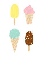 Set of hand drawn different ice cream vector