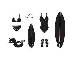 Set of sketch beach suit and accessories vector