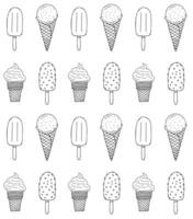 Seamless pattern of hand drawn ice cream vector