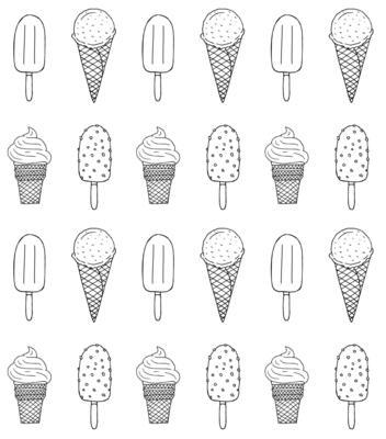 Seamless pattern of hand drawn ice cream
