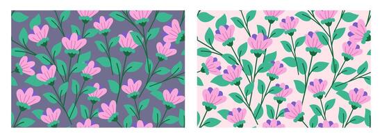 Seamless floral pattern, abstract flower with botanical design in dark and light colors vector