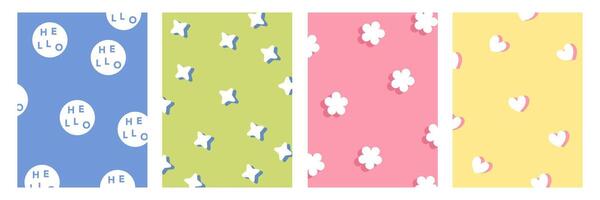 Set of vertical colorful geometric pattern with simple background vector