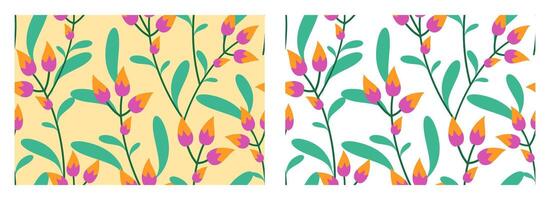 Seamless floral pattern, abstract flower with botanical design in yellow and white colors vector