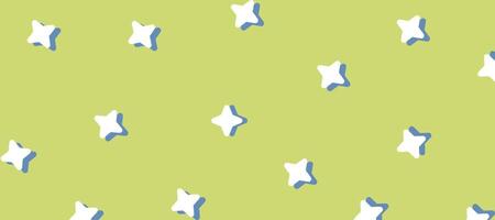 Horizontal geometric minimal pattern with stars shape, green, white simple geometric background design vector