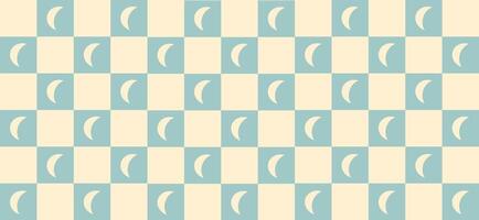 Horizontal geometric minimal pattern with crescent shape, turquoise color, cream simple geometric background design vector