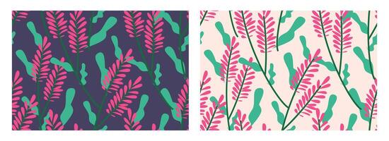 Seamless floral pattern, abstract flower with botanical design in dark, pink and cream colors vector