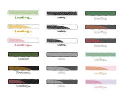 Collection Loading bar status icon. illustration. Set of loaded icons. Download progress. Donload or Upload. Hand-drawn sketch-scribble. vector