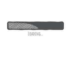 Loading bar status icon. illustration. loaded icons. Download progress. Donload or Upload. Hand-drawn sketch-scribble. vector