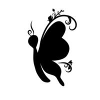 Butterfly silhouette with floral and swirls pattern clipart graphic illustration vector