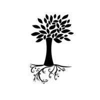Tree silhouette with beautiful, flourished roots graphic illustration vector