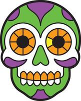 Stylized Sugar Skull Design for Day of the Dead Art illustration on white background. vector