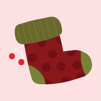 Christmas sock design on red background vector