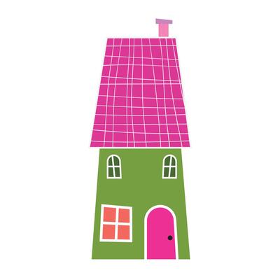 Hand drawn houses flat design isolated on white