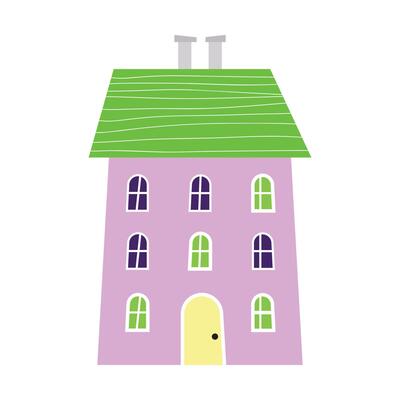 Hand drawn houses flat design illustration on the white background