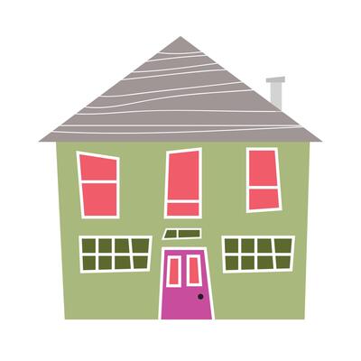 Hand drawn houses flat design isolated on a white