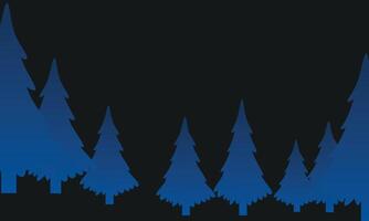 Pine trees silhouette illustration on black vector