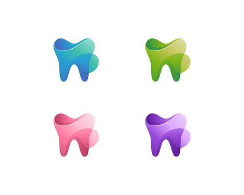 Set of colorful dental logo variations