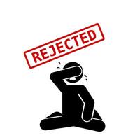 flat icon illustration of rejected sign character vector