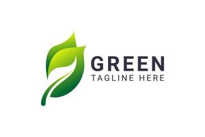Green leaf logo icon illustration template design with abstract gradient style. vector