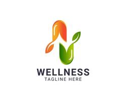 Natural medicine logo icon abstract colorful template design with abstract leaf and medicine concept. vector
