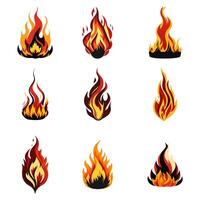 set of flames with different shapes vector