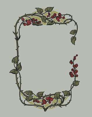 retro art nouveau decorative botanical floral and fruit frame