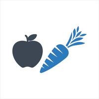 Apple and carrot icon. Fruit and vegetables. Healthy eating icon vector