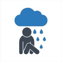 Depression, sadness, rain icon vector