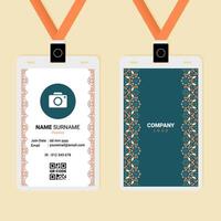 Islamic Oriental ID Card Design with Vertical Ornament on The Side vector