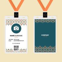 Islamic ID Card Design with Horizontal Ornament on Top and Bottom vector