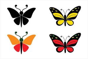 set of beautiful butterfly set illustration silhouette isolated on whit background vector