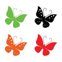 set of multi color butterfly set illustration silhouette isolated on whit background vector