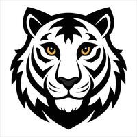 A tiger head with yellow eyes vector