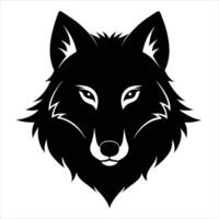 A black and white wolf head on a white background vector