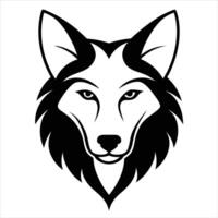 The wolf head is black and white on a white background vector