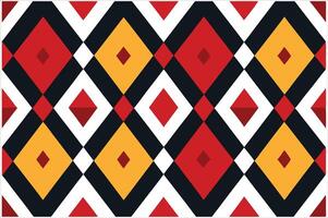 A red, yellow and black argyle pattern vector