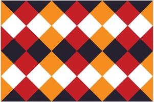 An argyle pattern with red, orange and black squares vector