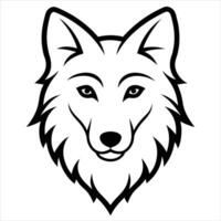 The wolf head is outlined in black and white vector