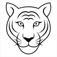 A tiger head is shown in black and white vector